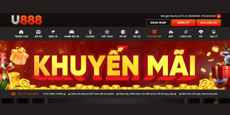 nhà cái uy tín tổng hợp các khuyến mãi u888 đáng chú ý